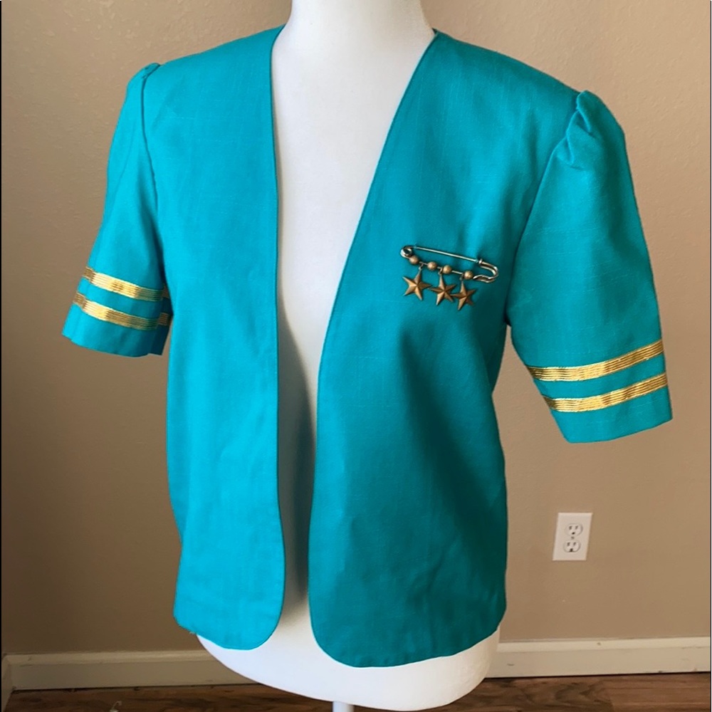 Danny&Nicole Teal Blue&Gold Blazer Size S